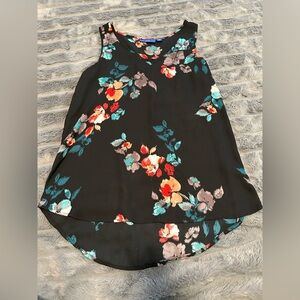 Apt. 9 Black Floral Sleeveless V-Neck Shell